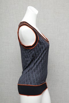 Christian Dior Navy Blue Iconic Logo Tank Top Tank Top T-shirt