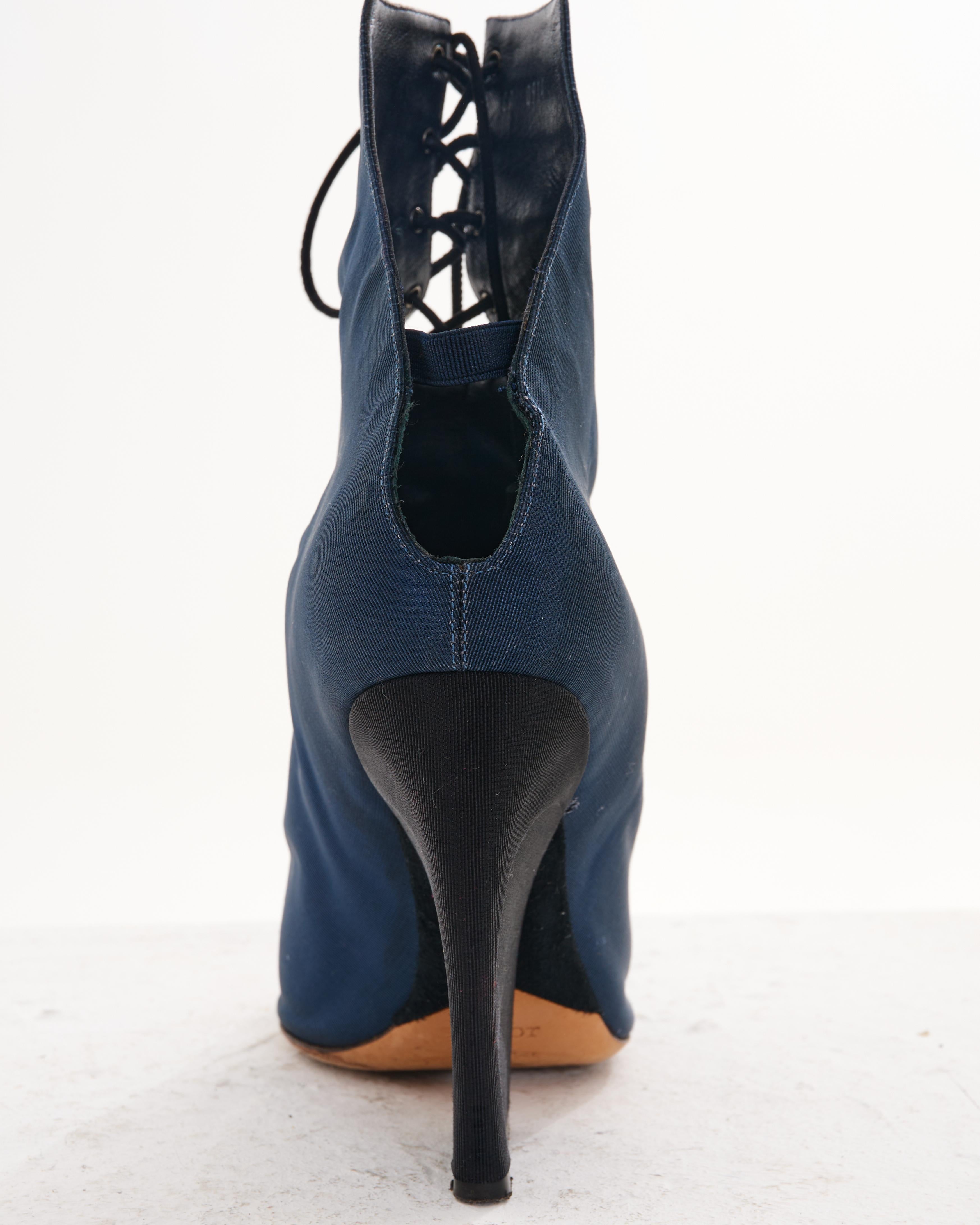 De las mujeres Christian Dior Botines de tacón con cordones azul marino en venta
