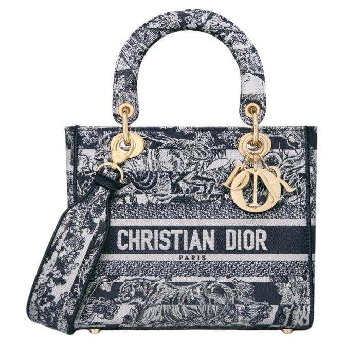 Christian Dior Navy blue Lady D-Lite medium bag For Sale at 1stDibs