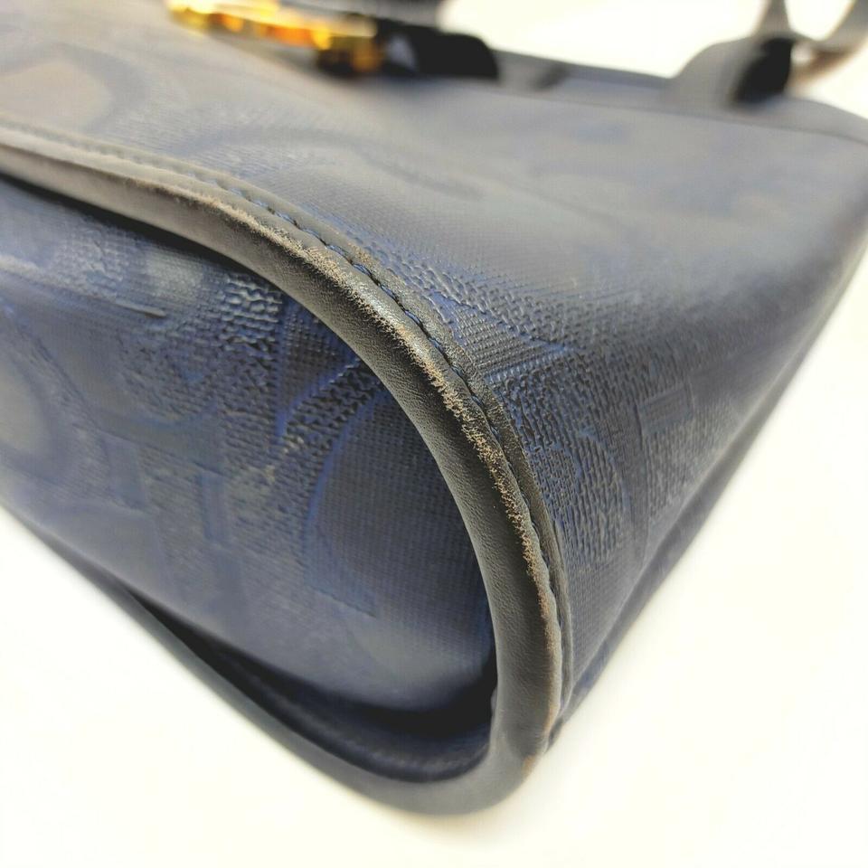 Christian Dior Navy Blue Lady Tote Shoulder Bag 862524 5