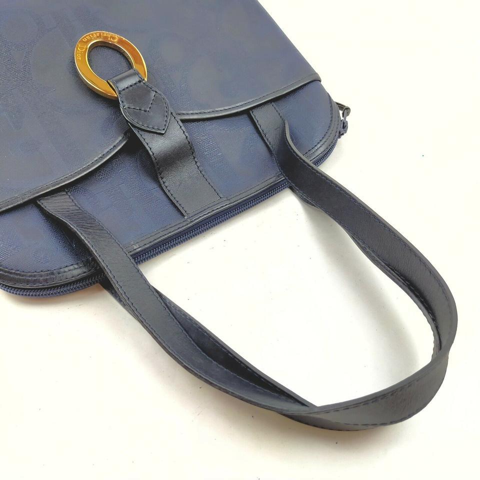 Christian Dior Navy Blue Lady Tote Shoulder Bag 862524 3