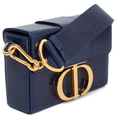 CHRISTIAN DIOR navy blue leather 30 MONTAIGNE BOX Shoulder Bag