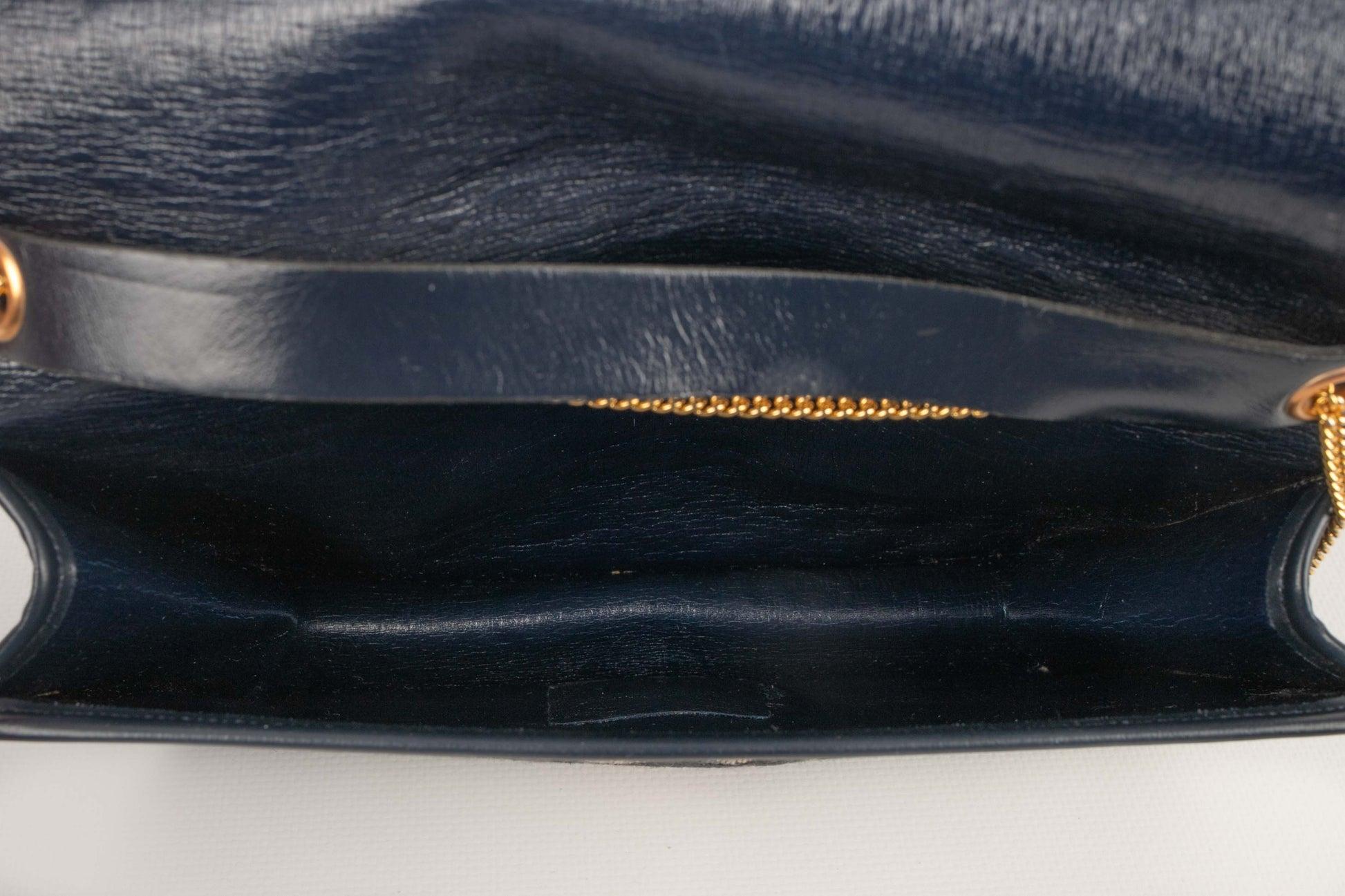 Christian Dior Navy-blue Leather Clutch and Monogrammed Canvas Bag 5