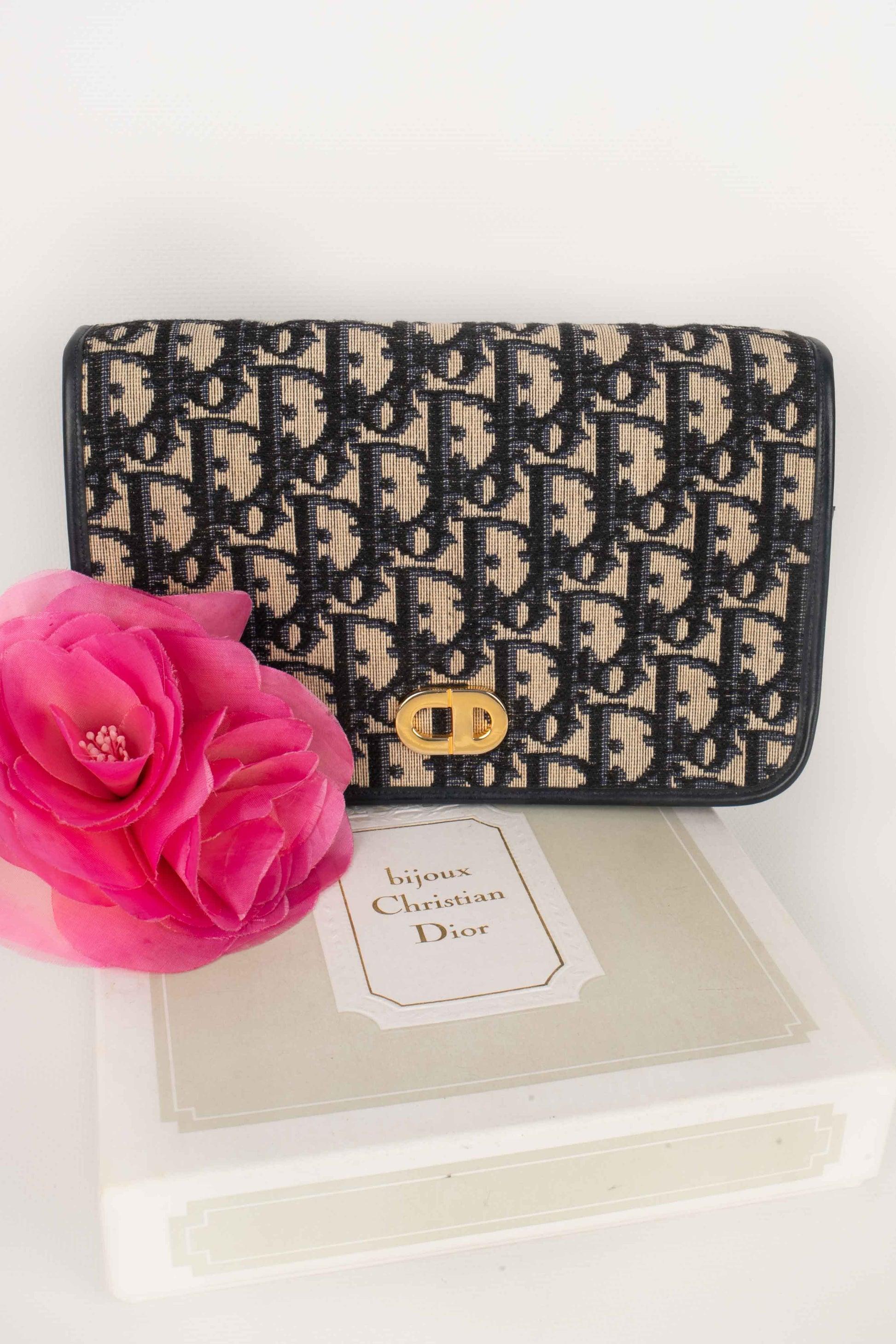 Christian Dior Navy-blue Leather Clutch and Monogrammed Canvas Bag 7