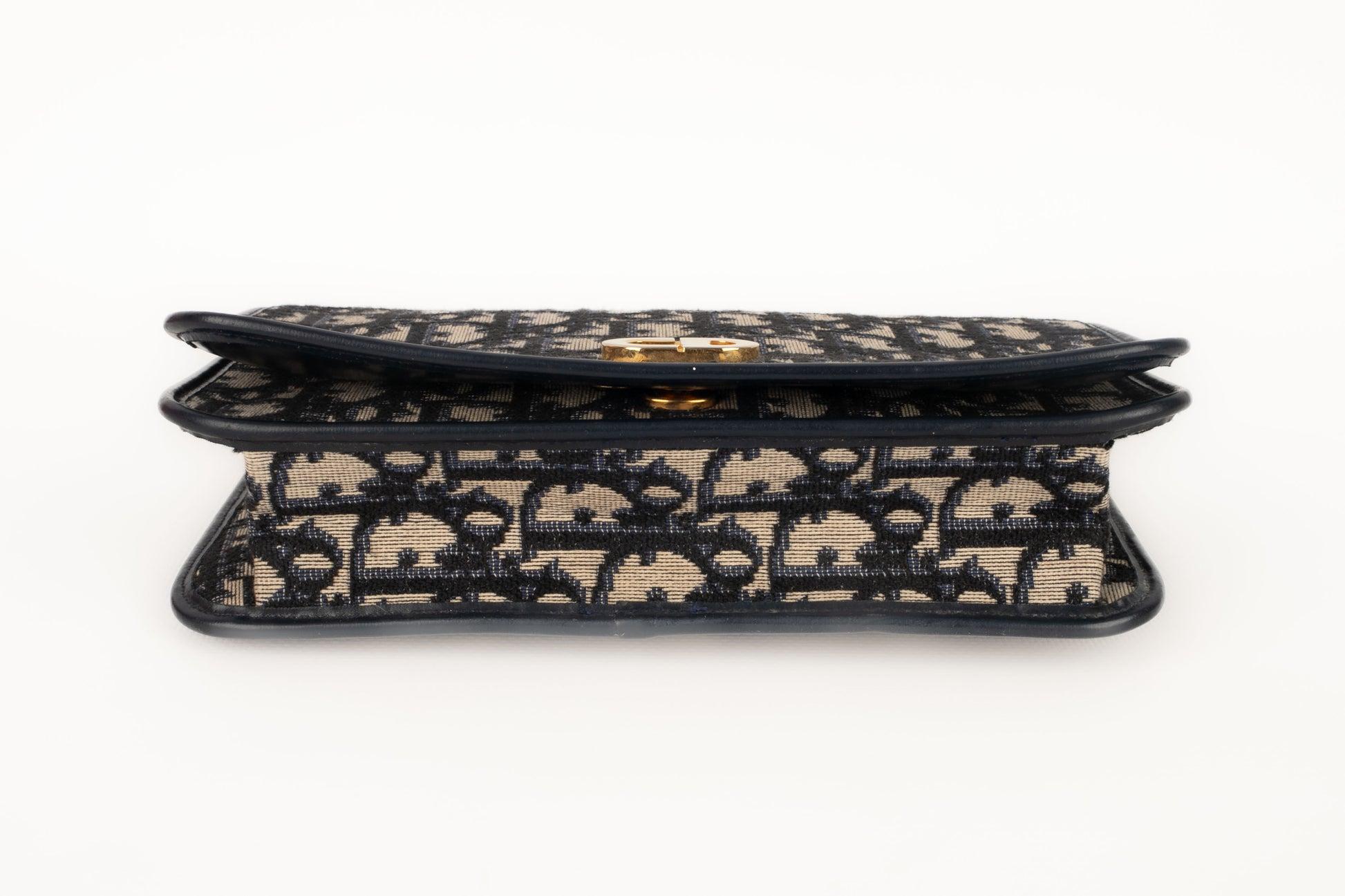 Christian Dior Navy-blue Leather Clutch and Monogrammed Canvas Bag 1