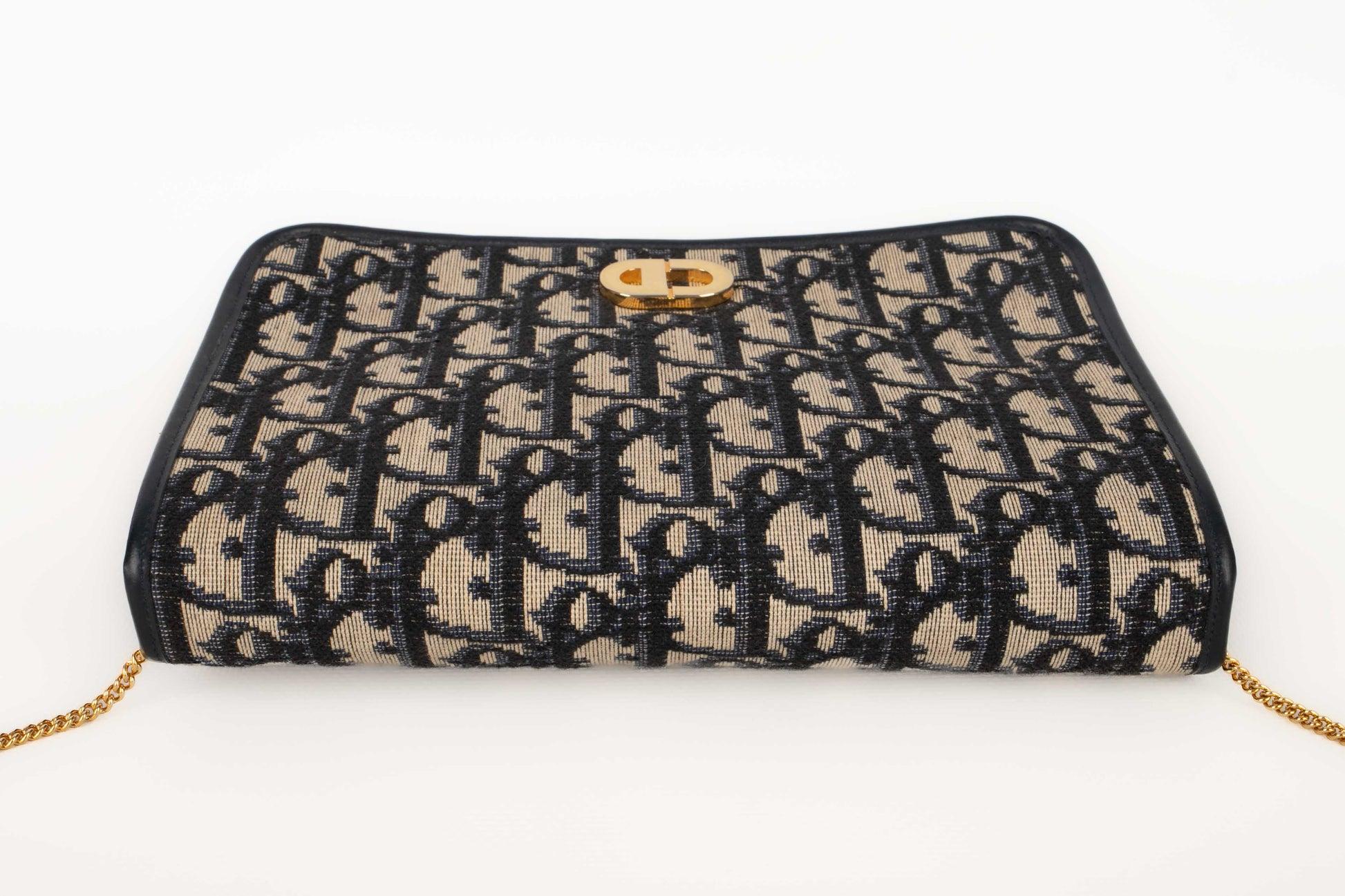 Christian Dior Navy-blue Leather Clutch and Monogrammed Canvas Bag 2