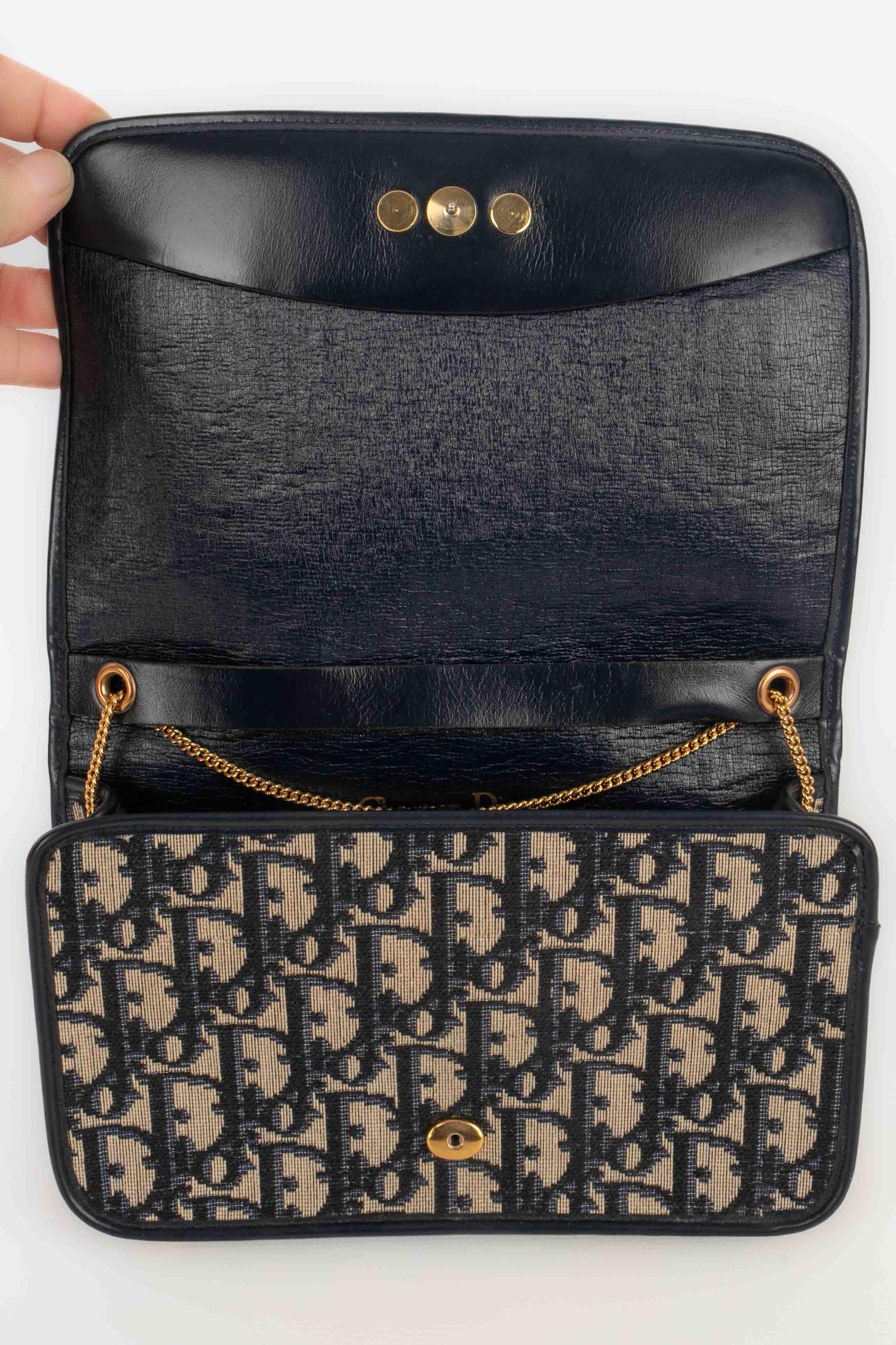 Christian Dior Navy-blue Leather Clutch and Monogrammed Canvas Bag 4