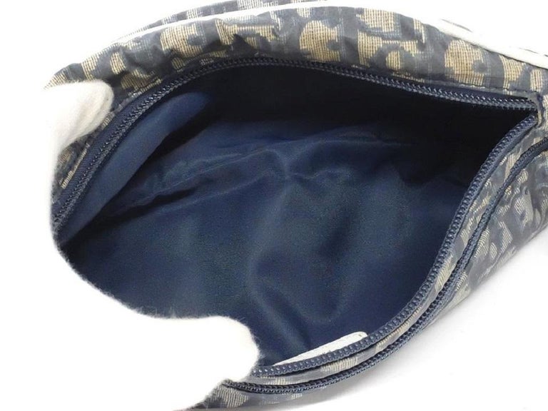 Dior Oblique Trotter Crossbody Bag White Blue Navy blue Leather Plastic  ref.101916 - Joli Closet