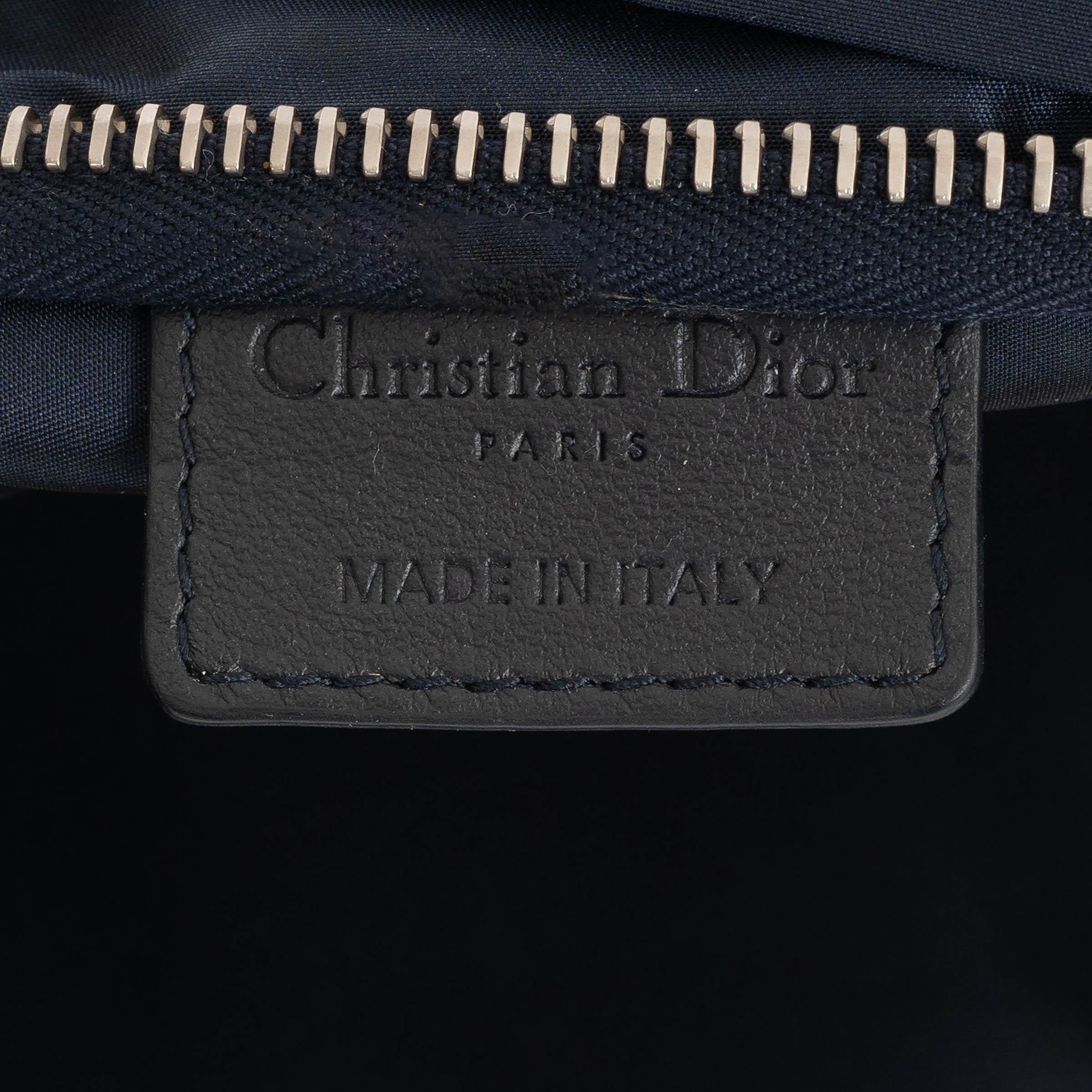 CHRISTIAN DIOR navy blue nylon 2021 DIORALPS ZIP POUCH Case Bag For Sale 3