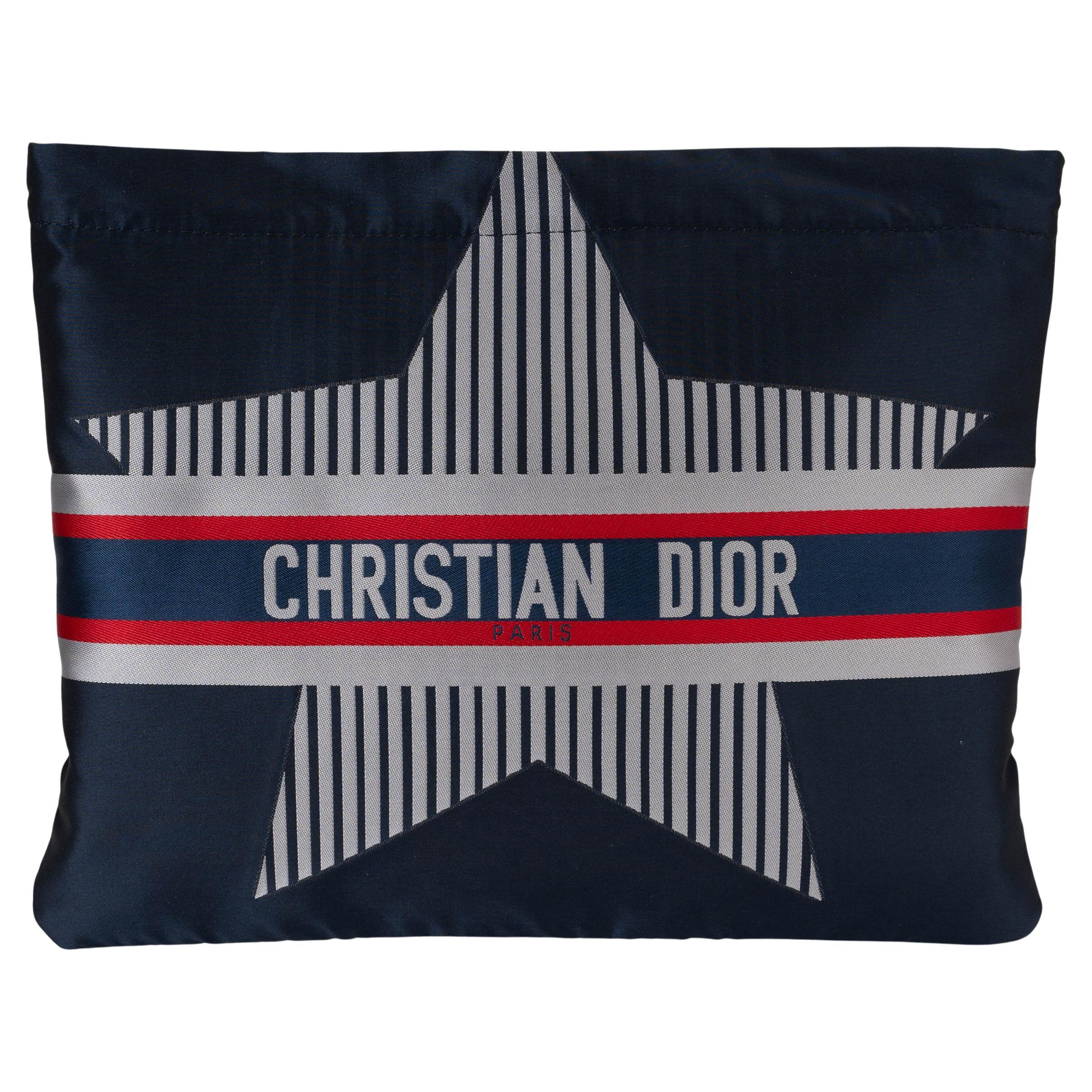 CHRISTIAN DIOR navy blue nylon 2021 DIORALPS ZIP POUCH Case Bag For Sale