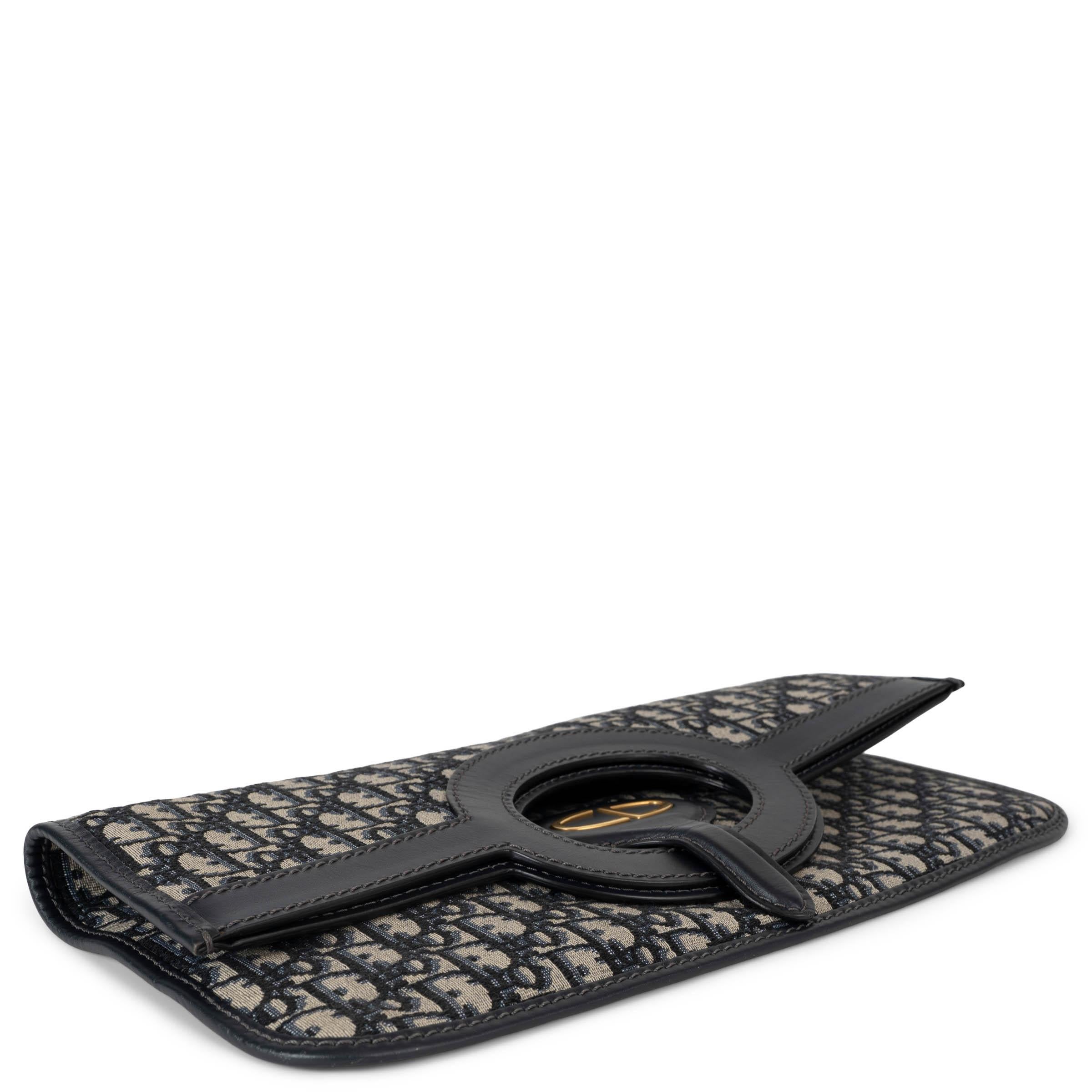 De las mujeres CHRISTIAN DIOR azul marino OBLIQUE CANVAS FOLD-OVER Clutch Tote Bag en venta