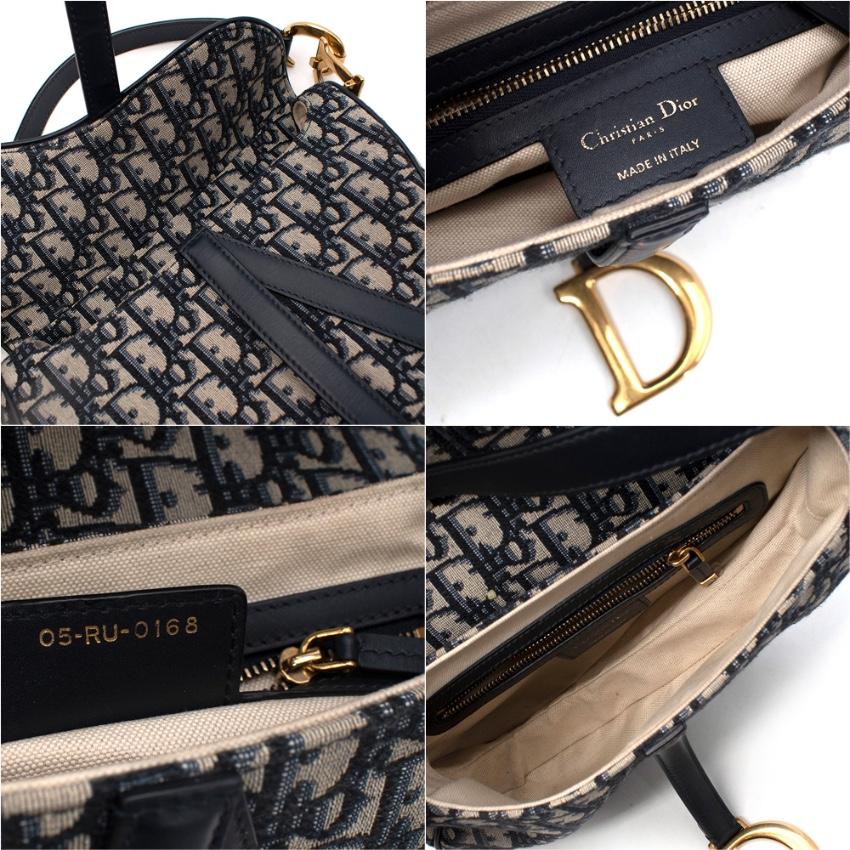 Christian Dior Navy Blue Oblique Jacquard Monogram Saddle Bag In Excellent Condition In London, GB