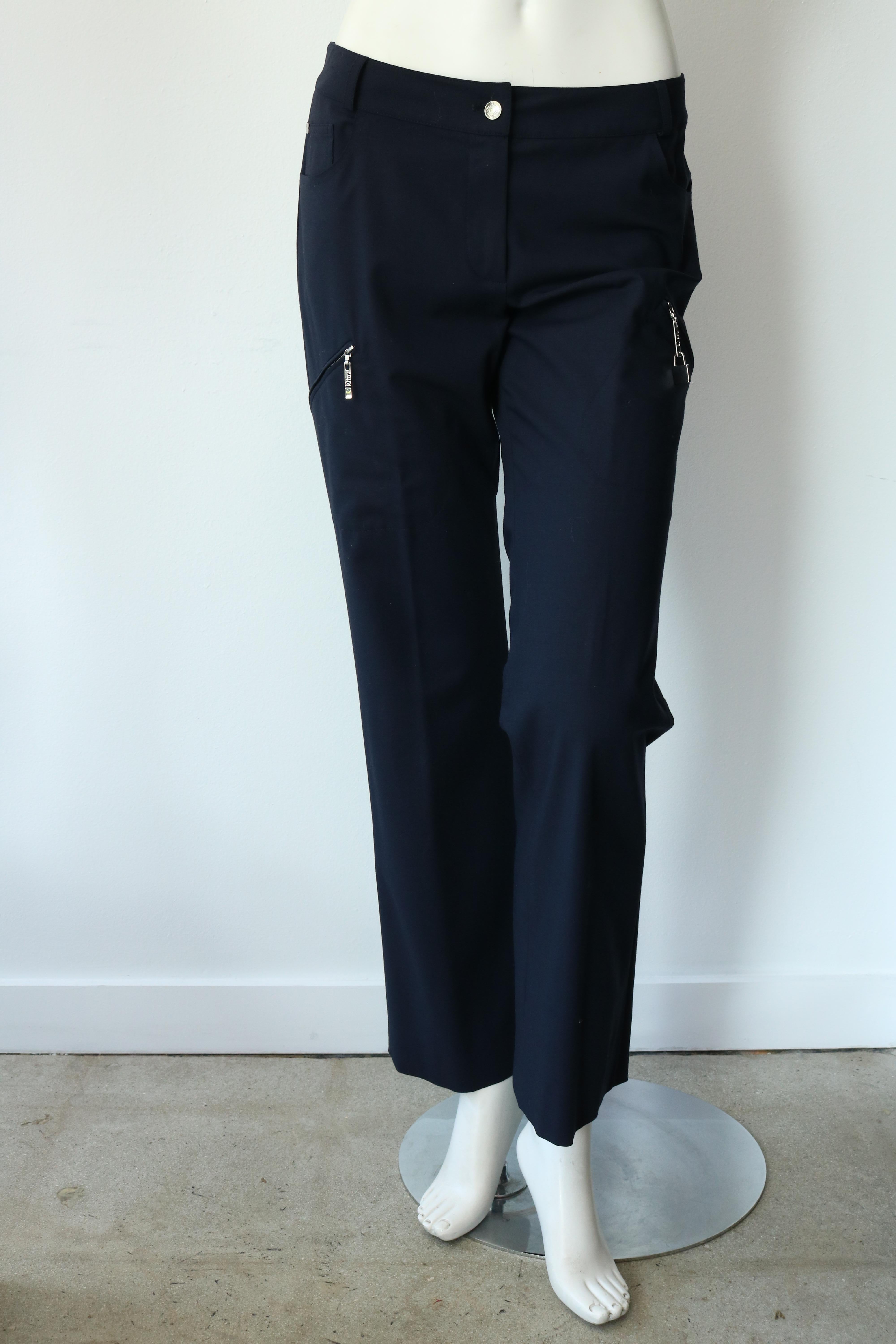 Christian Dior Ensemble veste et pantalon bleu marine Taille 6  en vente 9