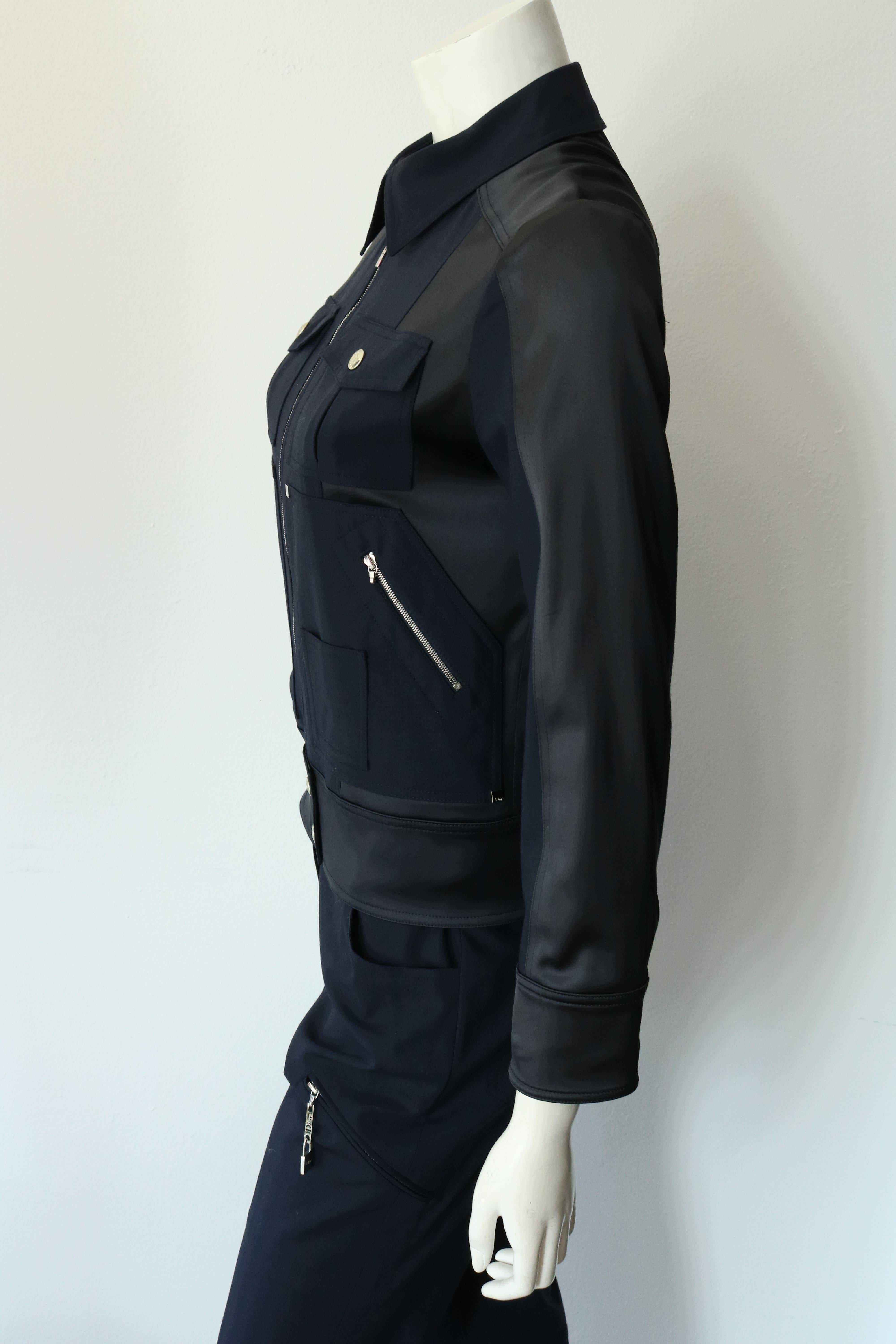 Christian Dior Navy Blue Jacket and Trouser Ensemble Size US 6  In Excellent Condition For Sale In Thousand Oaks, CA
