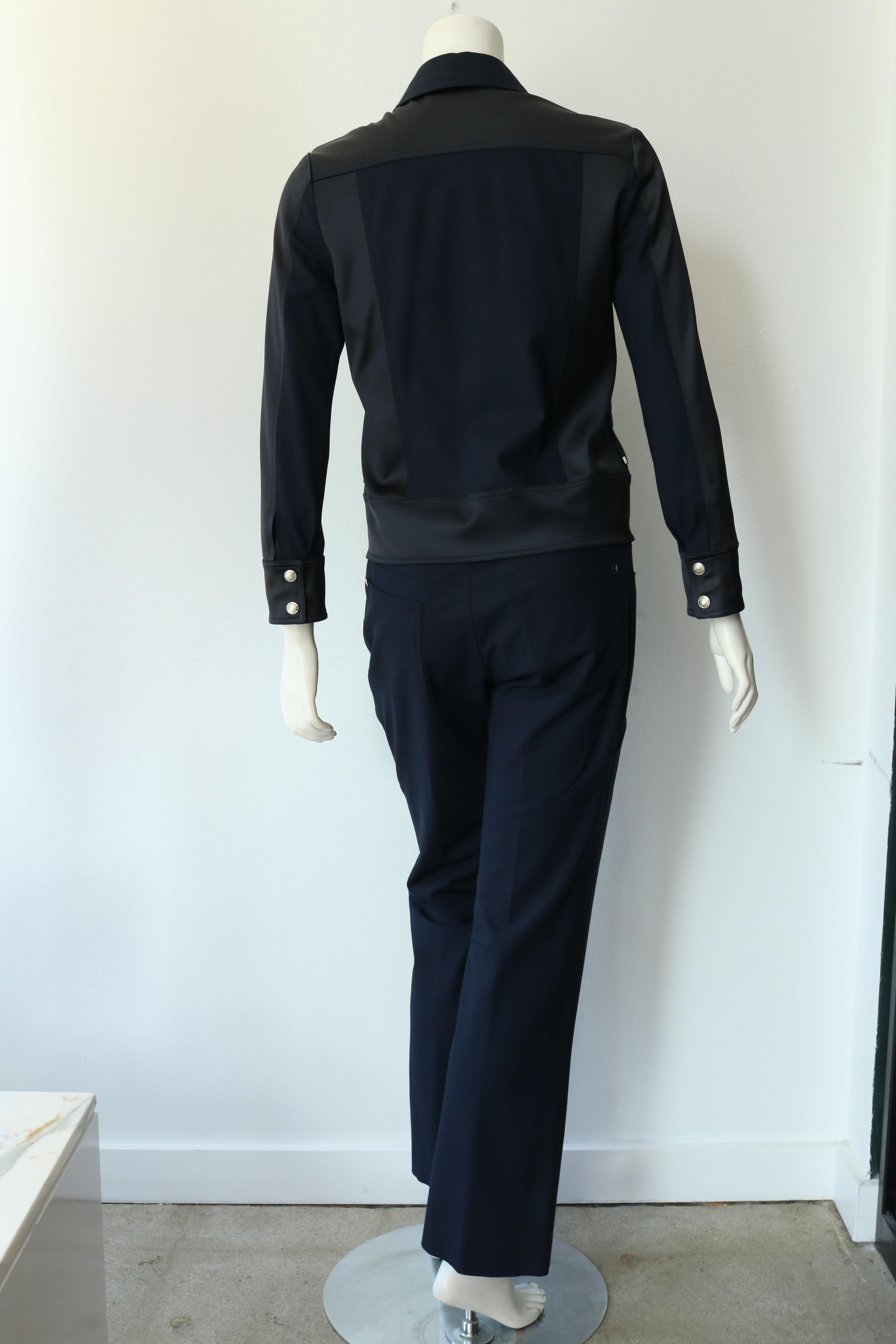 Christian Dior Ensemble veste et pantalon bleu marine Taille 6  en vente 1