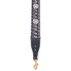 CHRISTIAN DIOR navy blue STUDDED OBLIQUE LOGO Canvas Bag Strap