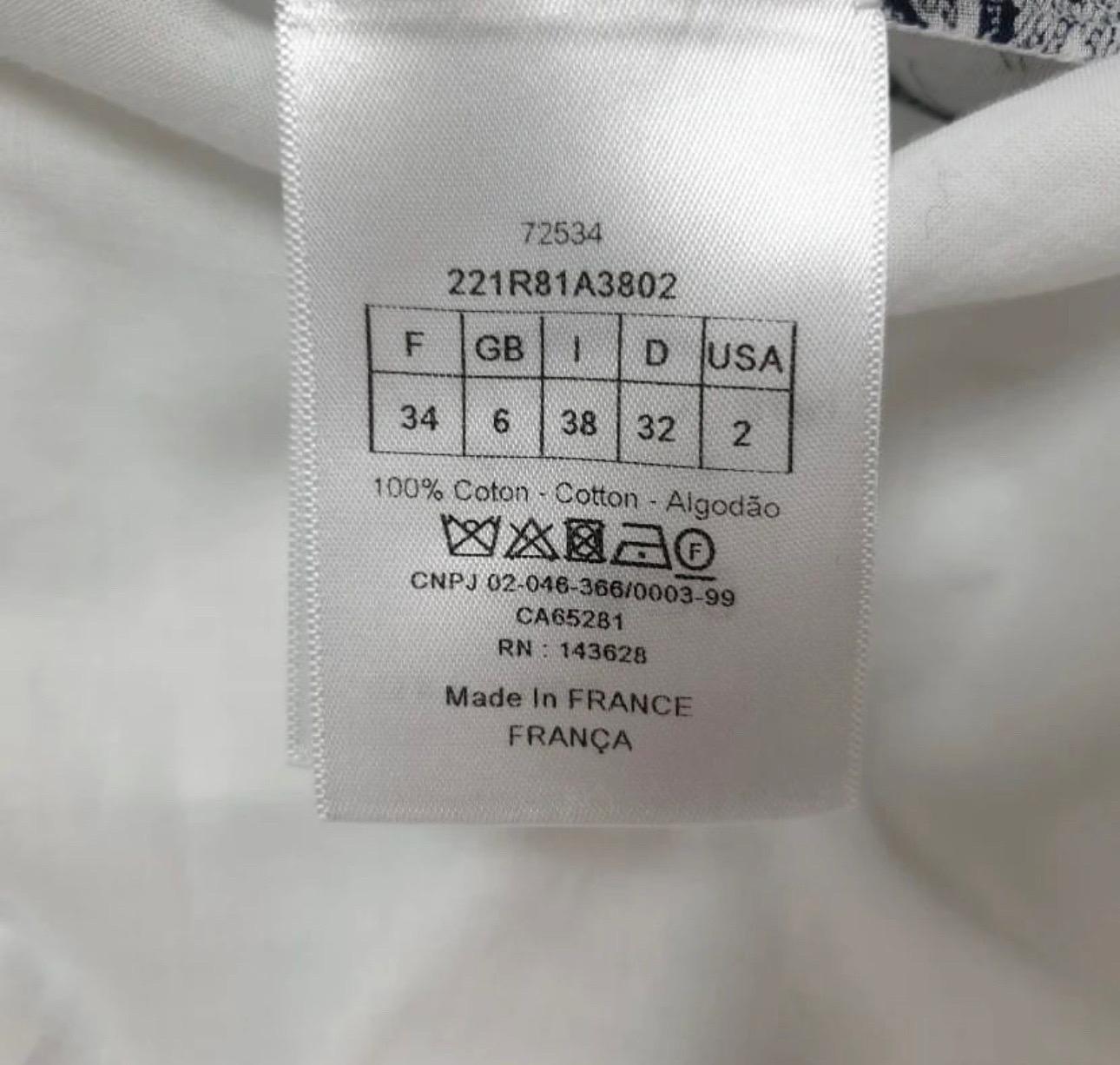 Christian Dior Navy Blue Toile de Jouy Cotton Voile Mid Length Dress In Excellent Condition In Krakow, PL