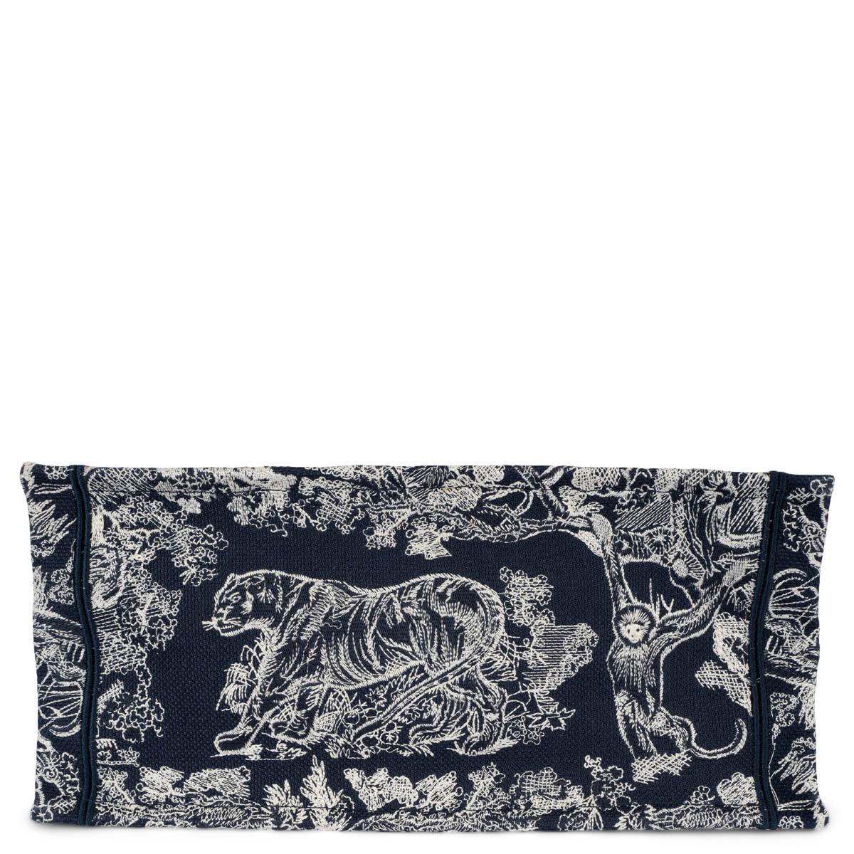 Women's CHRISTIAN DIOR navy blue TOILE DU JOUY REVERSE MEDIUM BOOK TOTE Bag