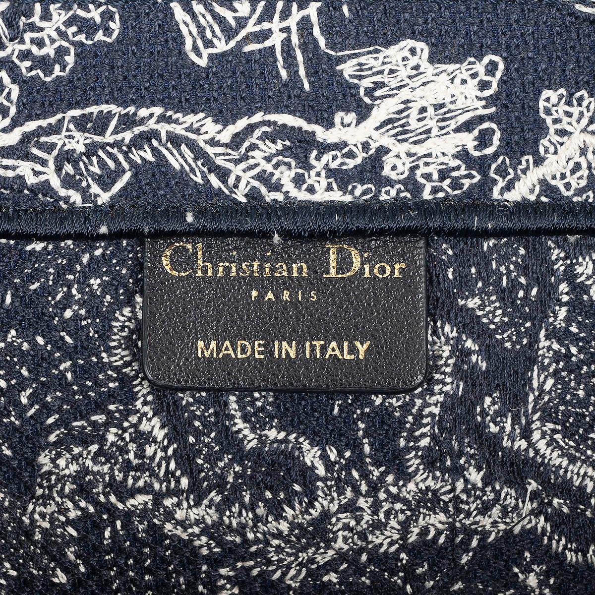 CHRISTIAN DIOR navy blue TOILE DU JOUY REVERSE MEDIUM BOOK TOTE Bag 3