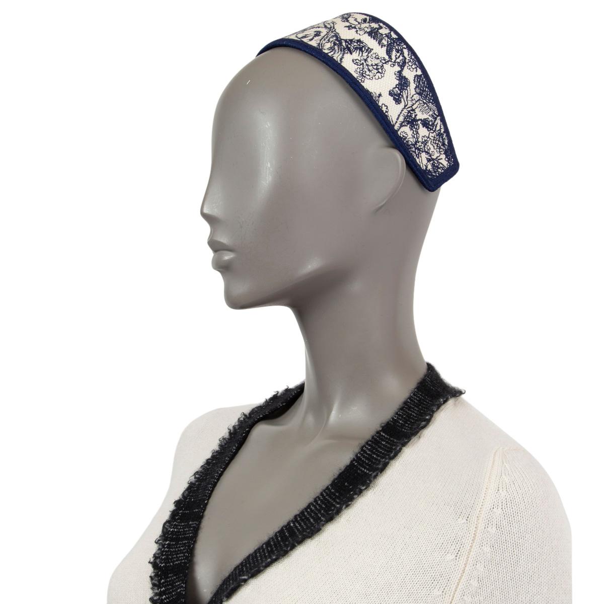 Women's CHRISTIAN DIOR navy blue & white 2020 TOILE DE JOUY Headband OS For Sale