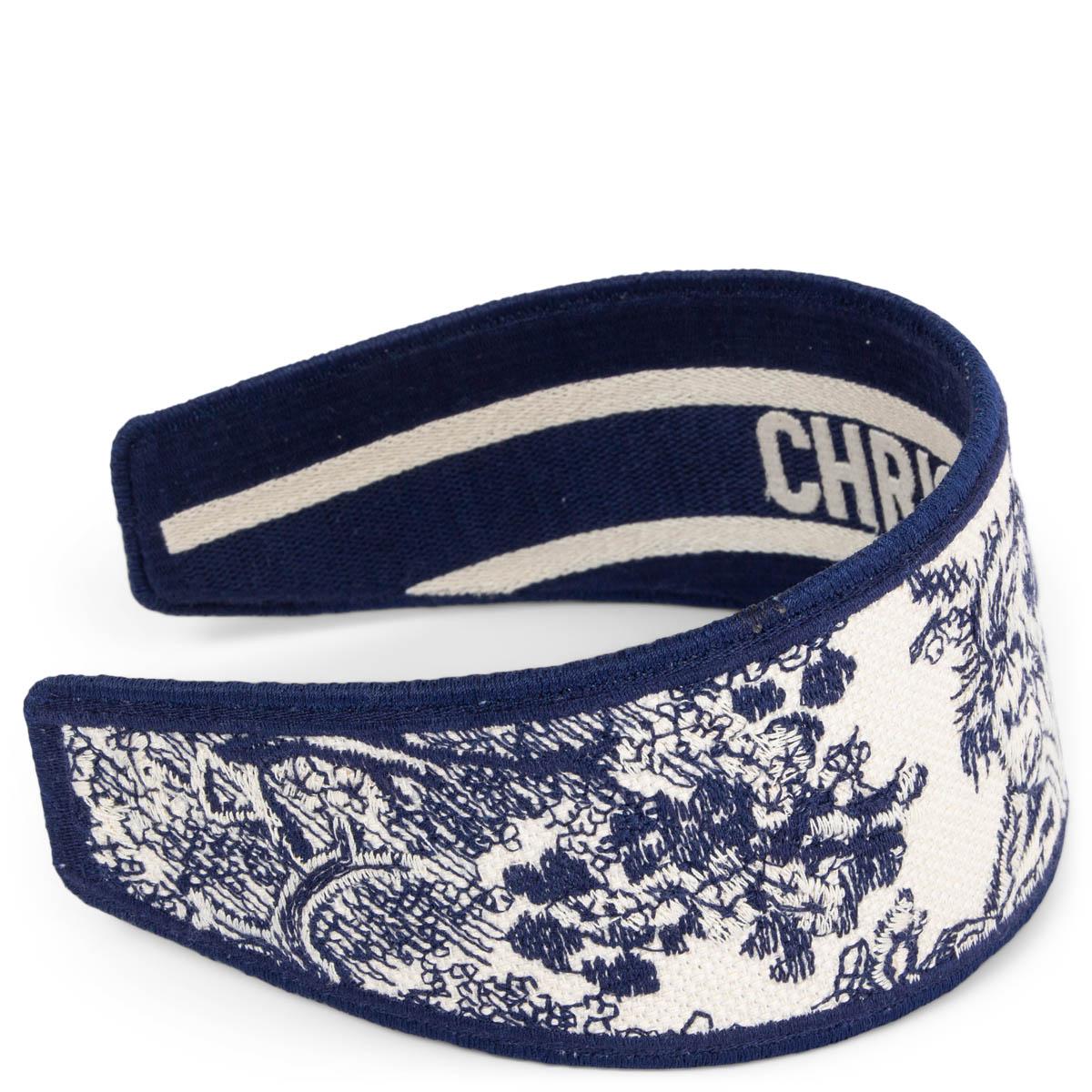 CHRISTIAN DIOR navy blue & white 2020 TOILE DE JOUY Headband OS For Sale