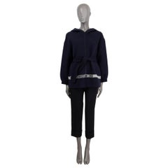 CHRISTIAN DIOR navy blue wool 2017 LOGO ZIP FRONT HOODED Jacket 42 L