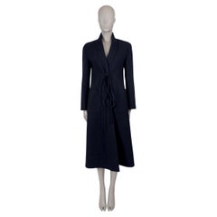 CHRISTIAN DIOR navy blue wool 2021 TIE-FRONT Coat Jacket 34 XS