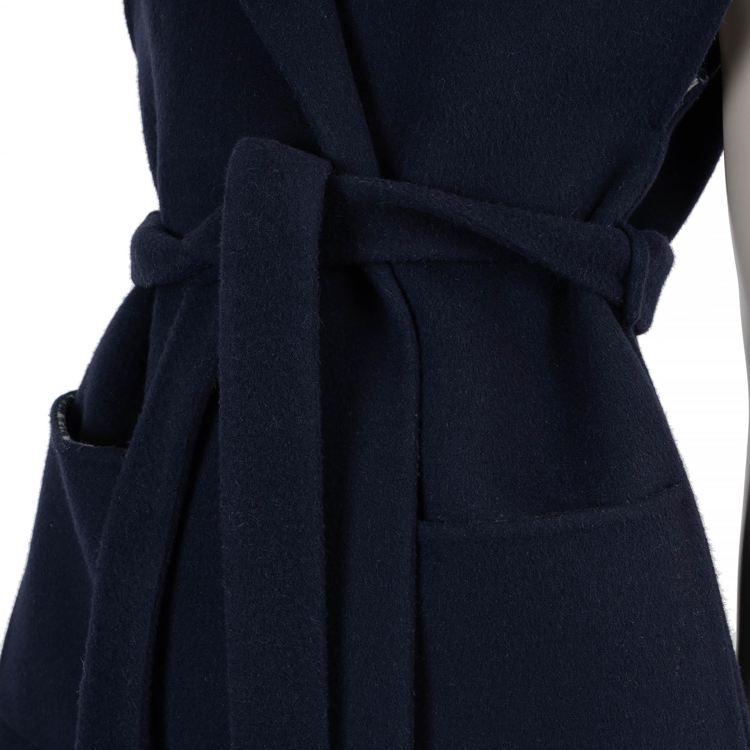 CHRISTIAN DIOR navy blue wool 2022 DOUBLE FACE BELTED Vest Jacket 36 XS For Sale 1
