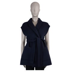 CHRISTIAN DIOR navy blue wool 2022 DOUBLE FACE BELTED Vest Jacket 36 XS