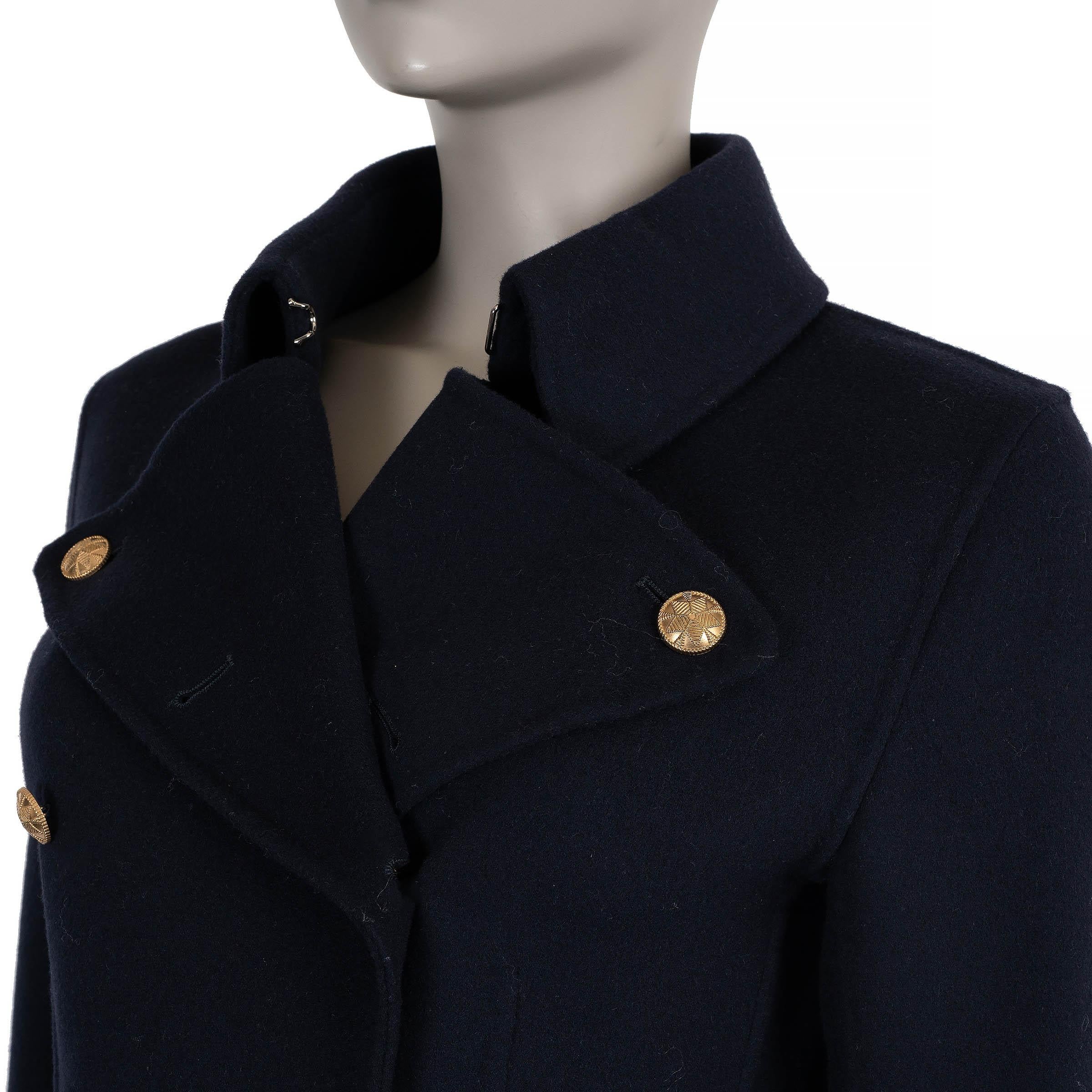 De las mujeres CHRISTIAN DIOR azul marino lana 2023 DOBLE PECHO MILITAR Abrigo Chaqueta 38 S en venta