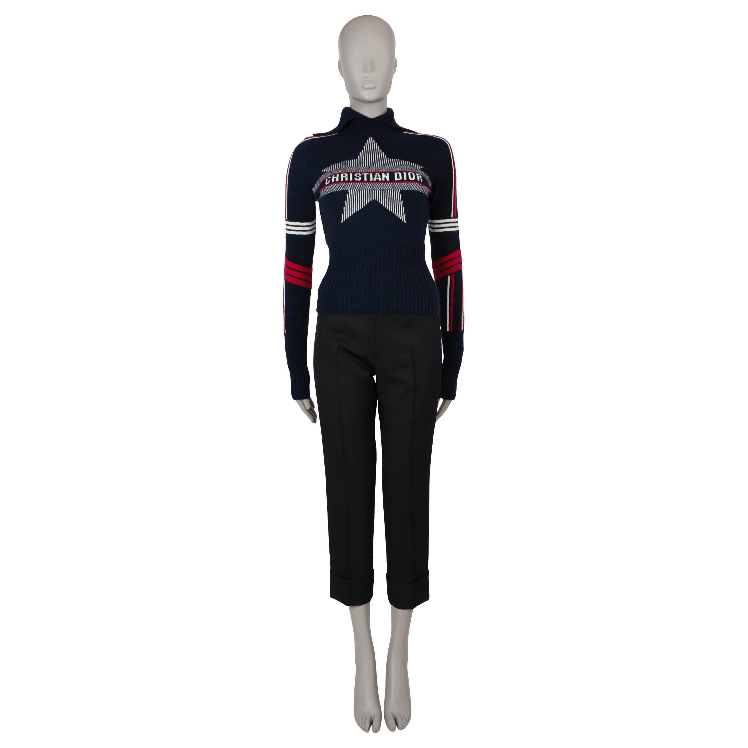 Women's CHRISTIAN DIOR navy blue wool & cashmere 2021 DIORALPS Sweater 38 S For Sale