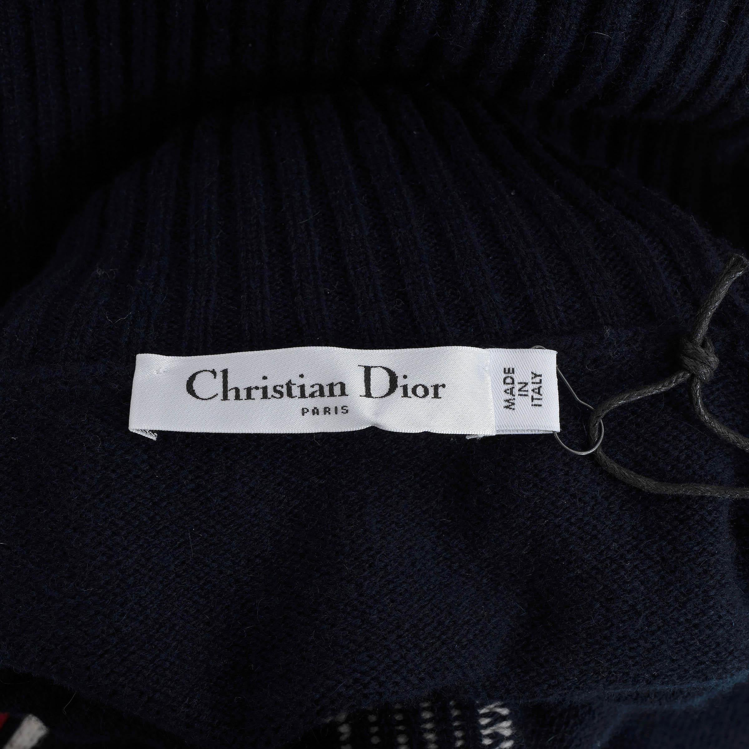 CHRISTIAN DIOR navy blue wool & cashmere 2021 DIORALPS Sweater 38 S For Sale 3