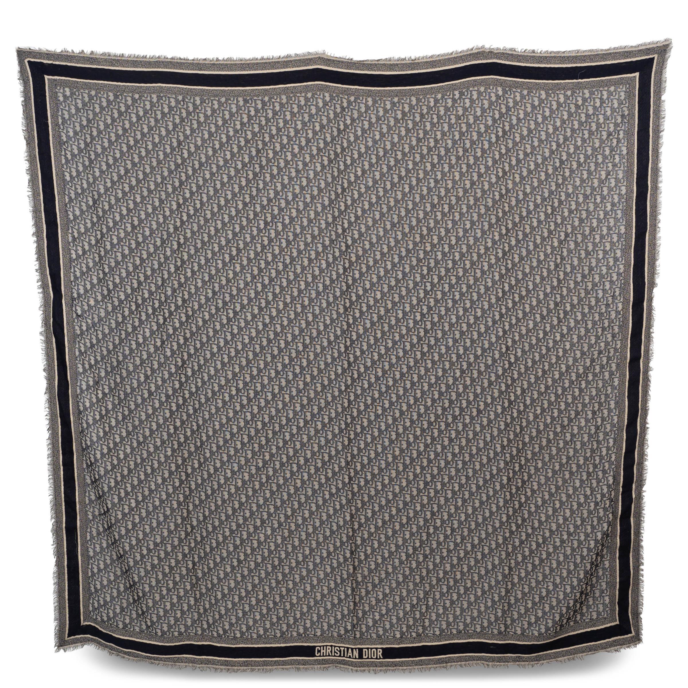 CHRISTIAN DIOR navy blue wool OBLIQUE 140 Shawl Scarf im Angebot