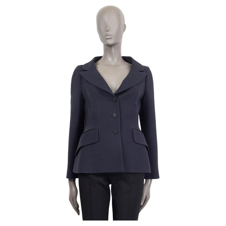 CHRISTIAN DIOR navy blue wool silk 2019 PORTRAIT BAR Blazer Jacket 38 S