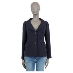 CHRISTIAN DIOR - Blazer « PORTRAIT BAR » en laine et soie bleu marine, taille 40 M