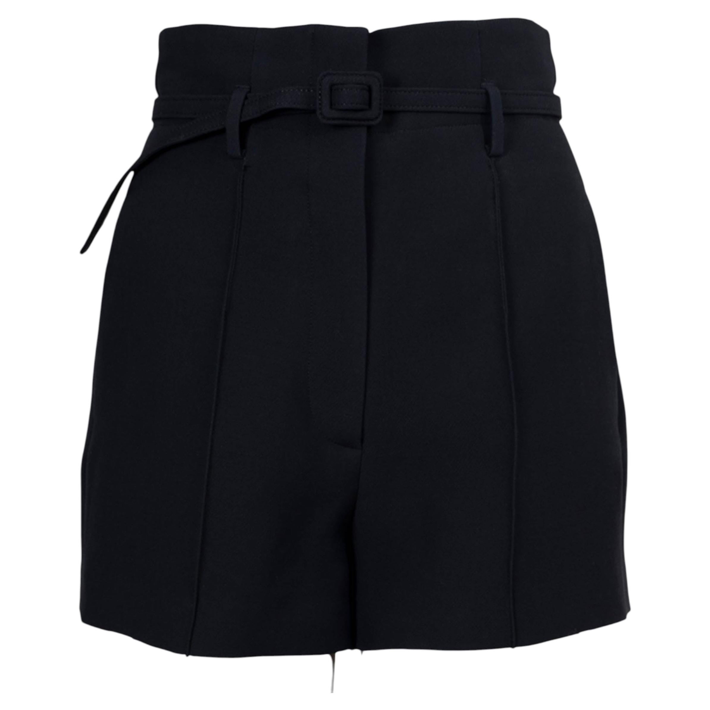 CHRISTIAN DIOR navy blue wool & silk 2023 BELTED Shorts Pants 36 XS