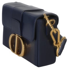 Christian Dior „30 Montaigne“-Box-Tasche aus marineblauem Kalbsleder