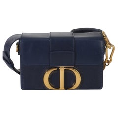 Christian Dior „30 Montaigne“-Box-Tasche aus marineblauem Kalbsleder