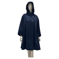 Christian Dior Navy Cashmere Hooded Oversized Coat Sz.38