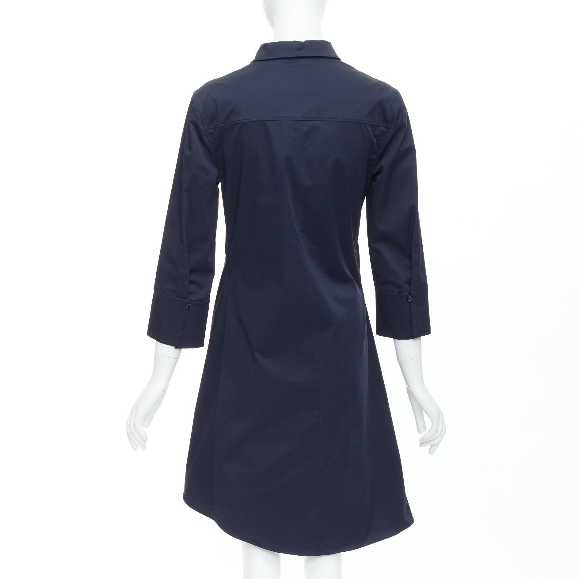 Women's CHRISTIAN DIOR navy cotton beaded crest badge button down dress FR36 S For Sale