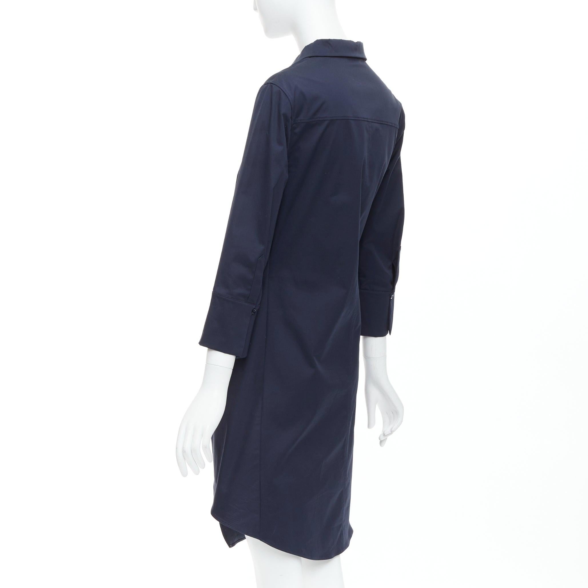 CHRISTIAN DIOR navy cotton beaded crest badge button down dress FR36 S For Sale 1