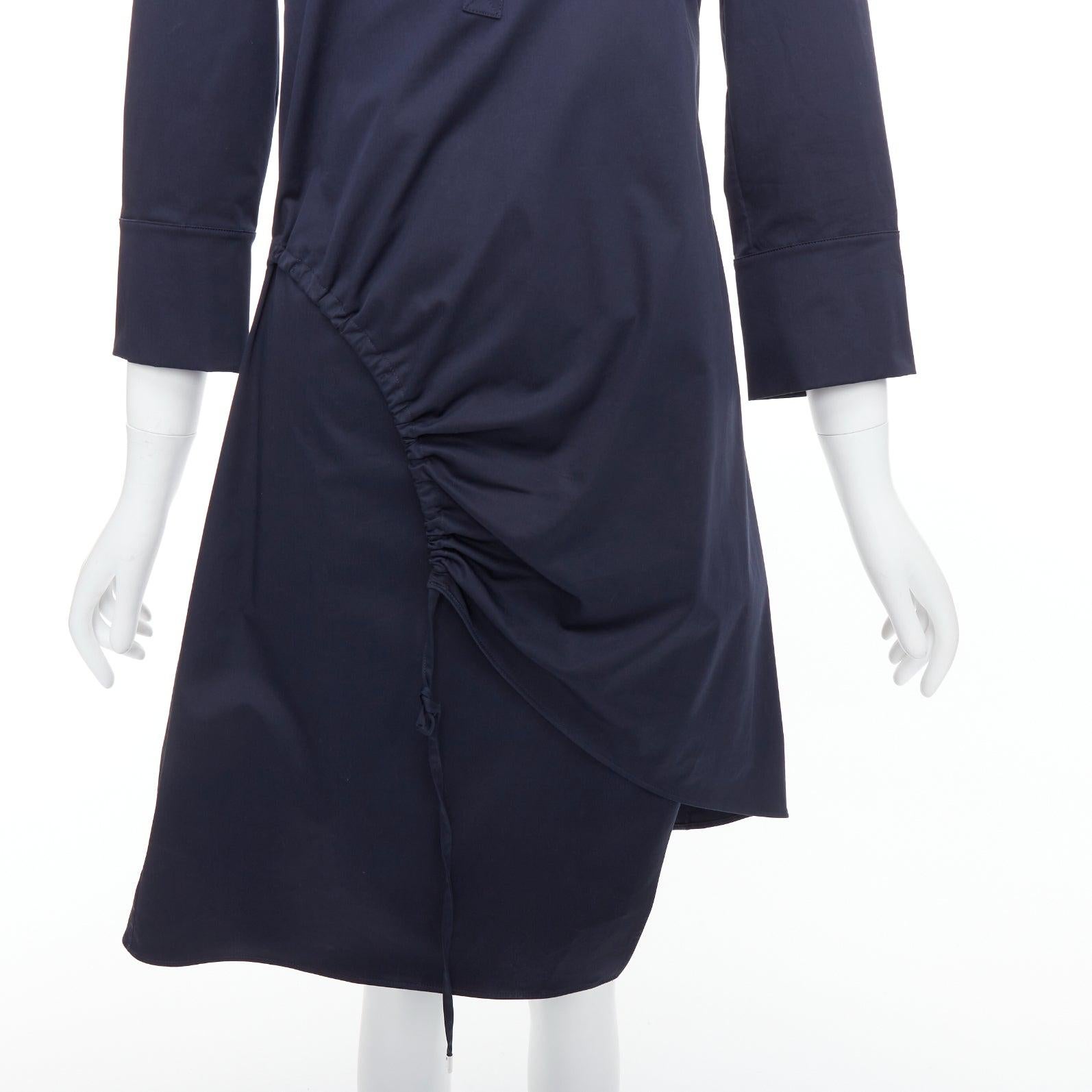 CHRISTIAN DIOR navy cotton beaded crest badge button down dress FR36 S For Sale 2