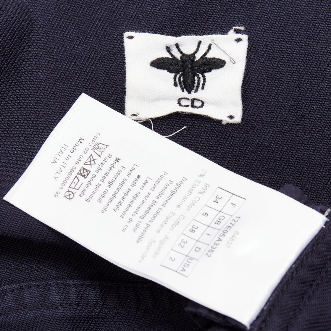 Christian Dior in cotone navy CD bee cargo playsuit pagliaccetto FR34 XS in vendita 3