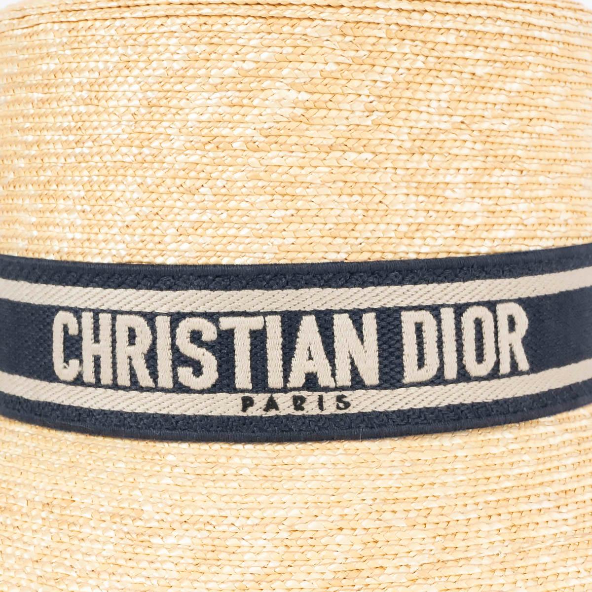 CHRISTIAN DIOR marineblauer DIORESORT D-BOBBY SMALL BRIM STRAW Hut 58 3