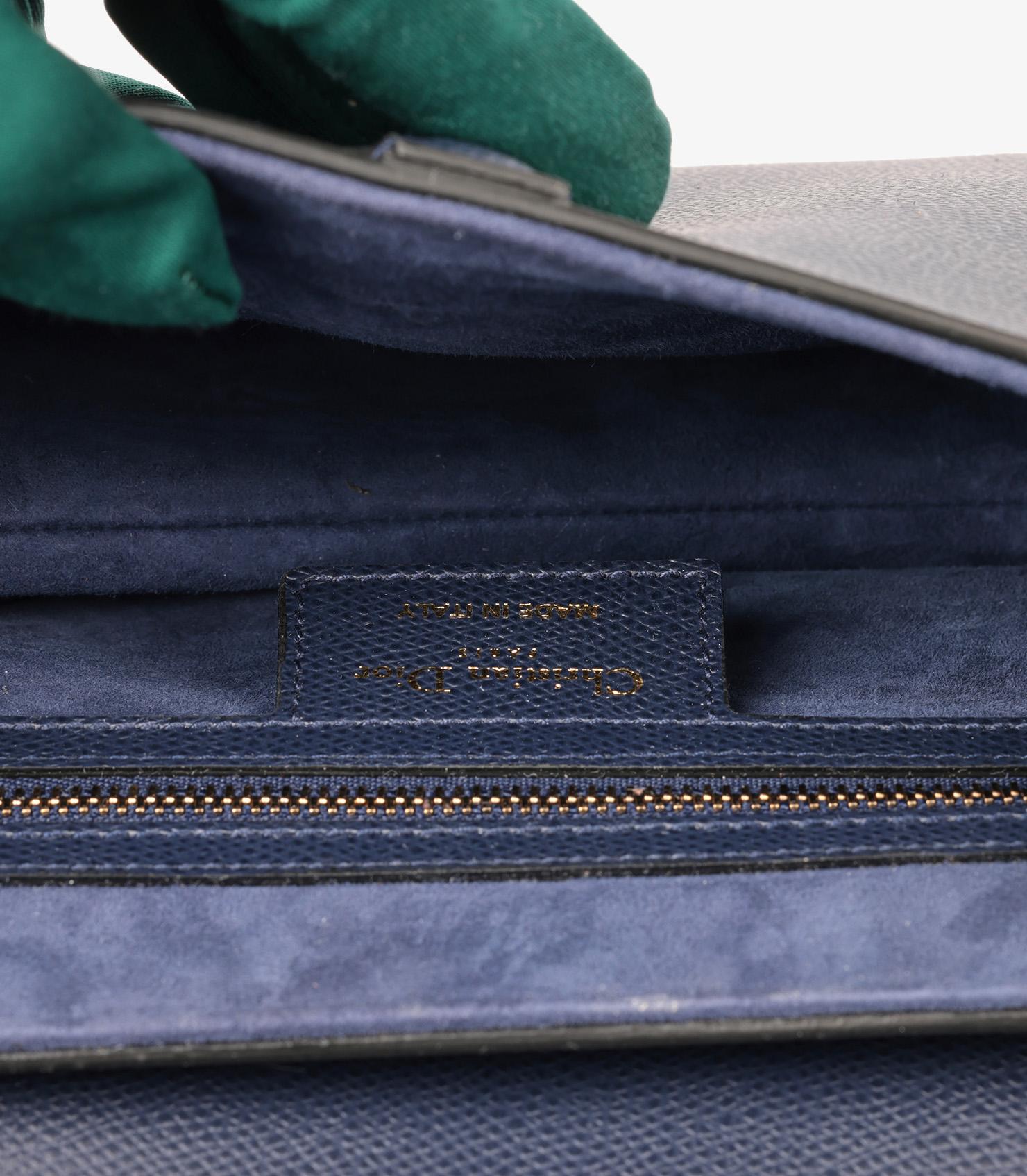 Christian Dior Navy Grained Calfskin Leather Saddle Bag with Shoulder Strap 5