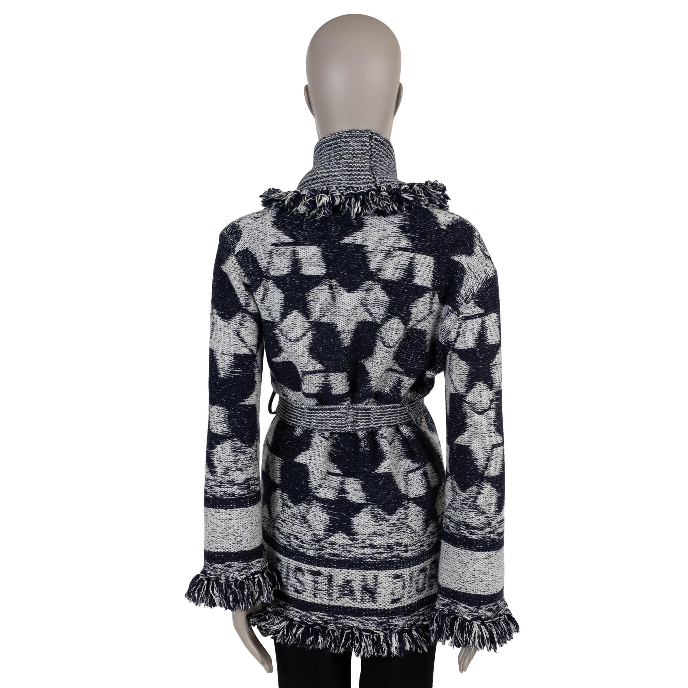 Black CHRISTIAN DIOR navy & grey wool & cashmere 2022 ETOILE KNIT Jacket XS