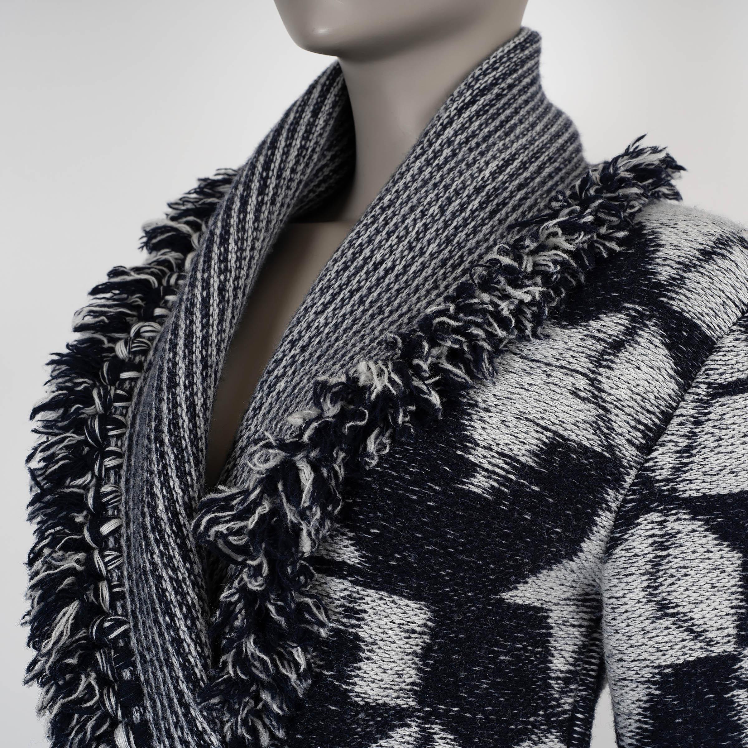 CHRISTIAN DIOR navy & grey wool & cashmere 2022 ETOILE KNIT Jacket XS 1
