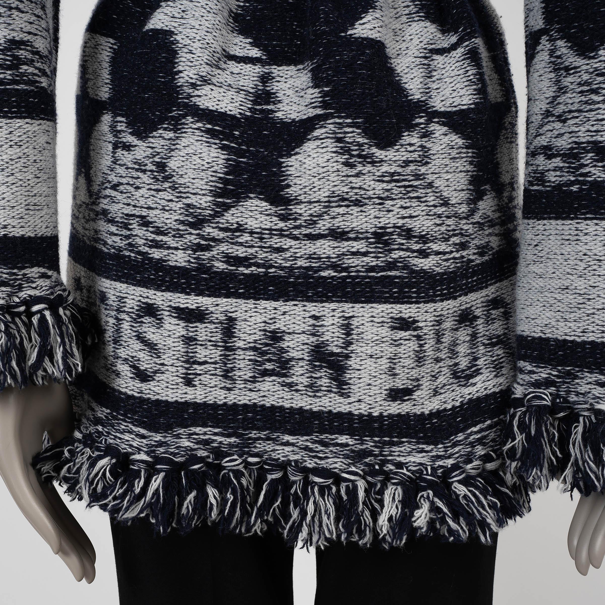 CHRISTIAN DIOR navy & grey wool & cashmere 2022 ETOILE KNIT Jacket XS 2