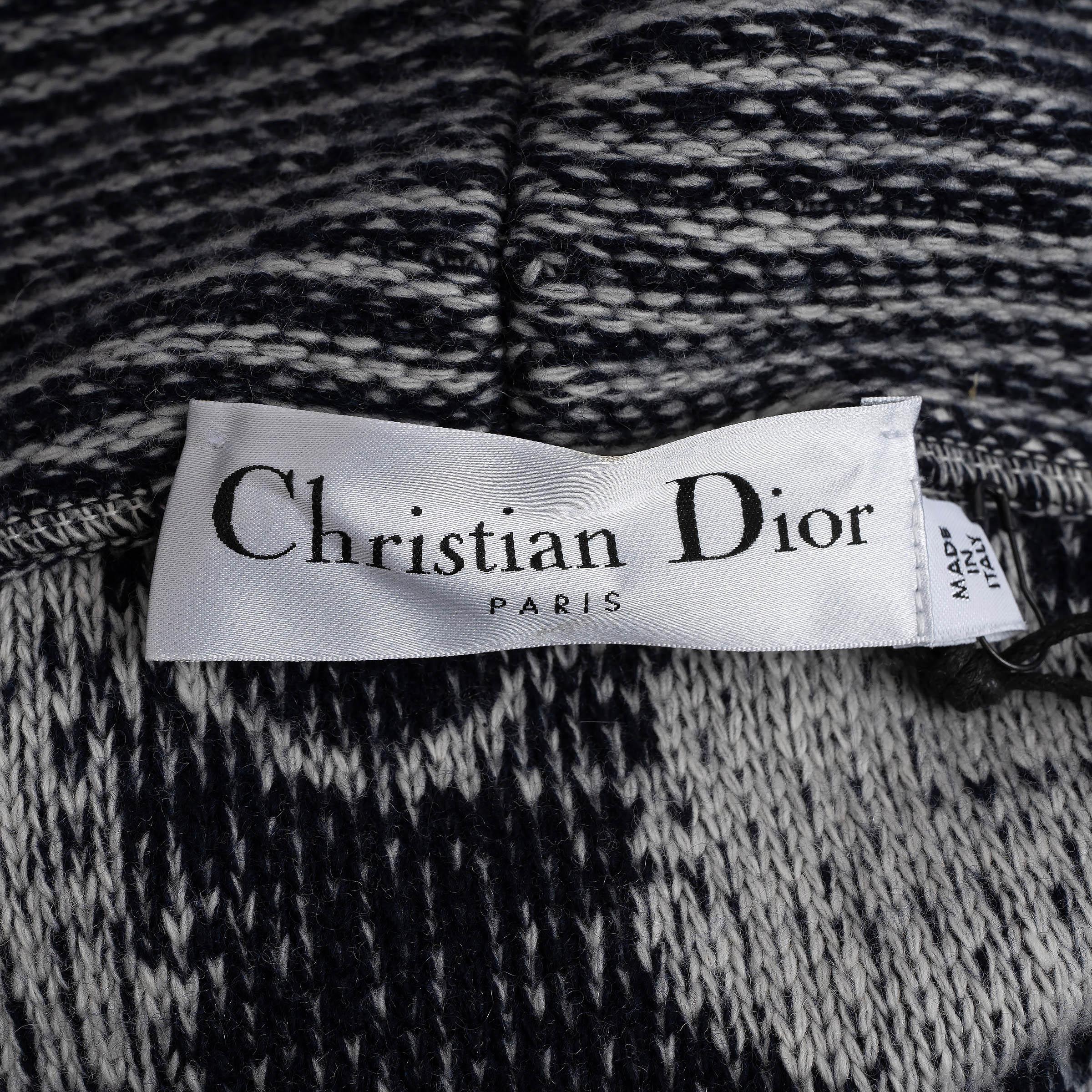 CHRISTIAN DIOR navy & grey wool & cashmere 2022 ETOILE KNIT Jacket XS 3