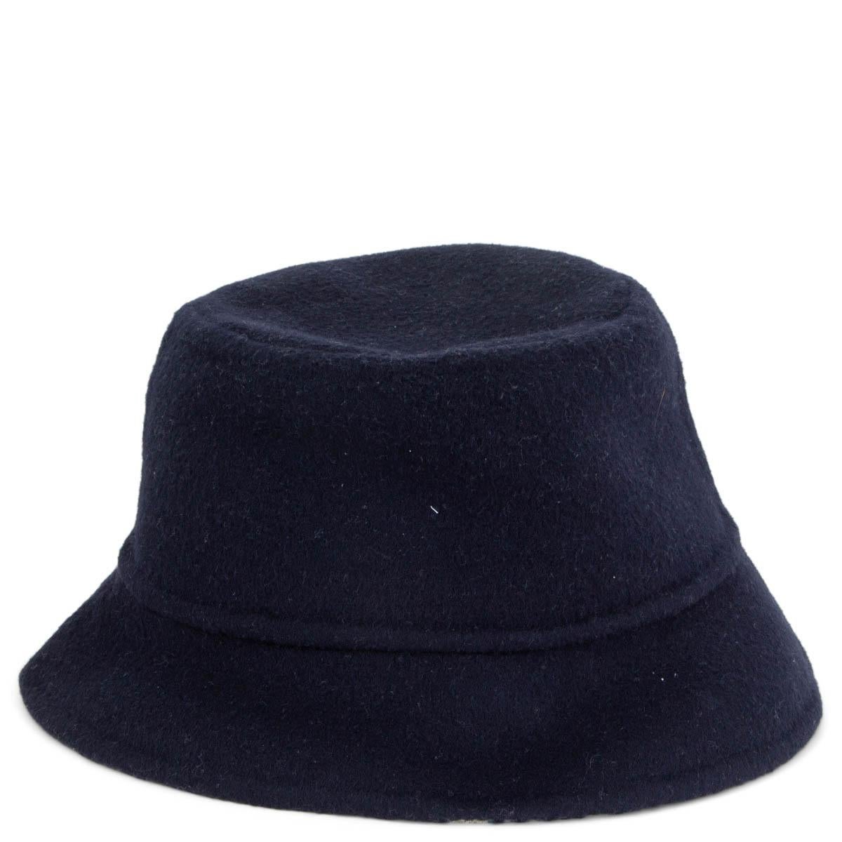 Women's CHRISTIAN DIOR navy & ivory wool REVERSIBLE OBLIQUE BUCKET Hat 58